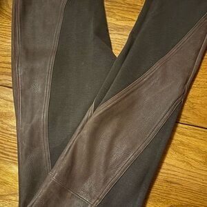 Alice + Olivia Brown Leather Panel Leggings